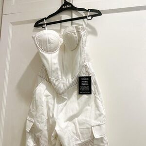 Retrofete Ivory Strapless Corset Jumpsuit